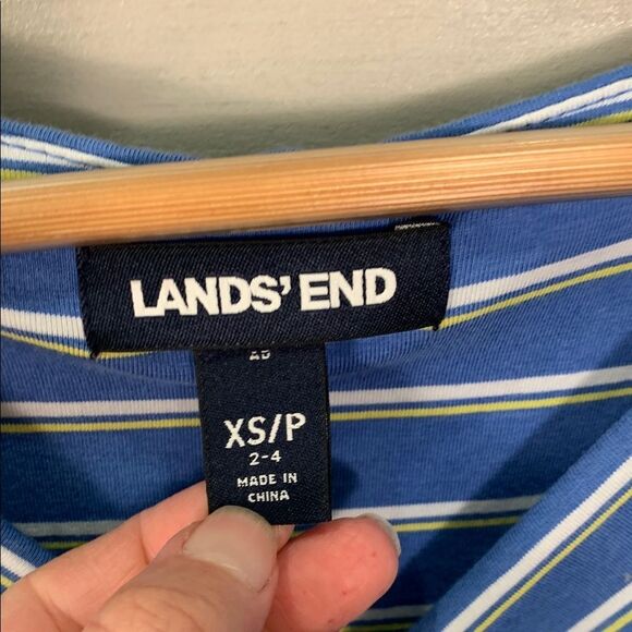 Lands' End Blue and White Wrap Midi Dress womans size XSP modal - Picture 5 of 9